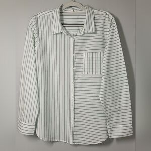 Maurices Green And White Striped Shirt  Womens Large